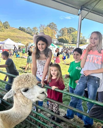 Kids playing with farm animals